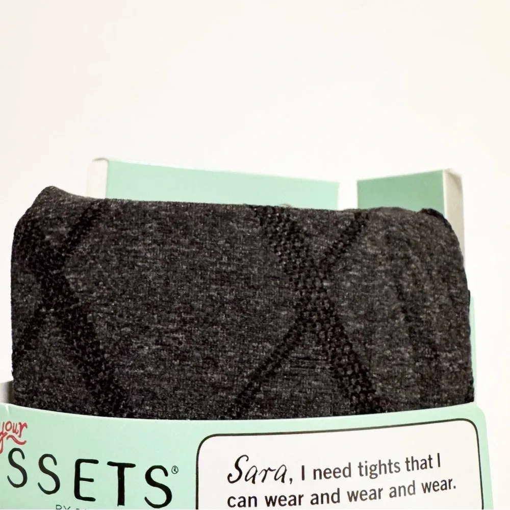 NEW Assets Spanx Flipside Diamond Shaping Tights Opaque Black Ash Size 4